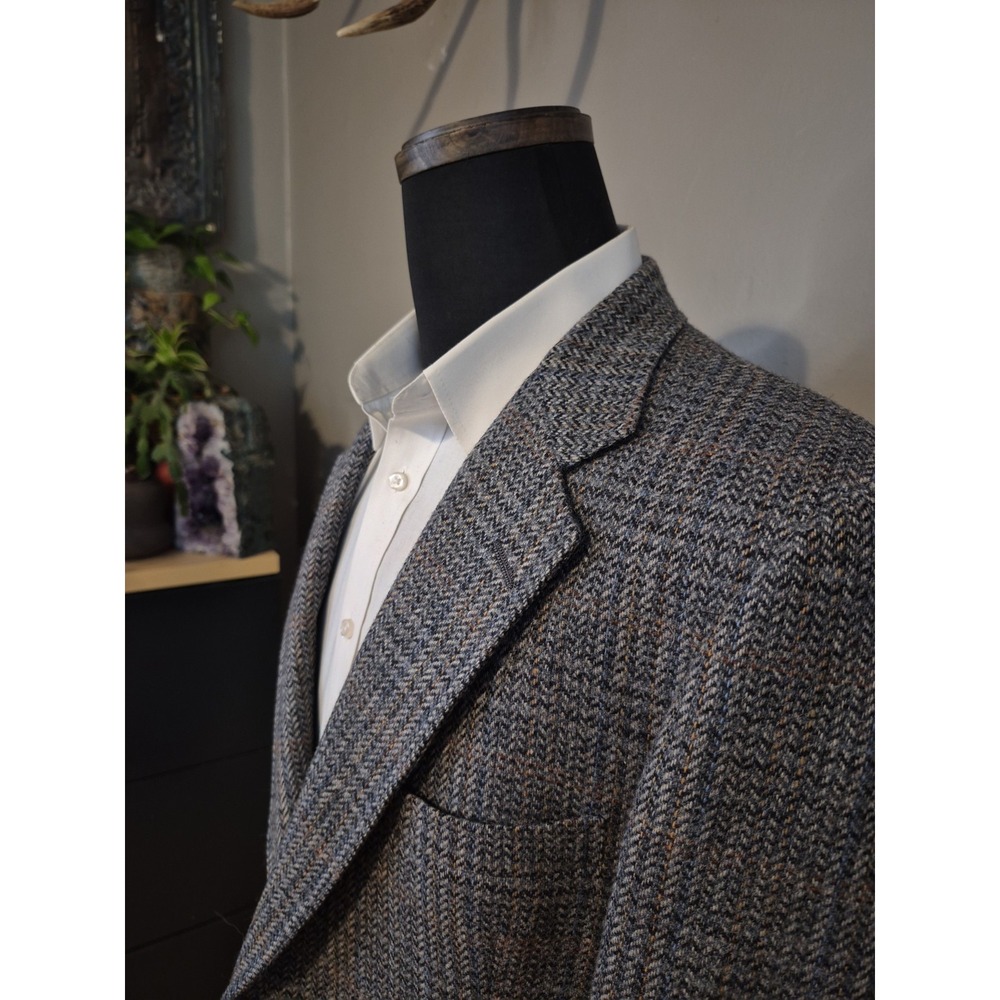Vtg Austin Reed Men 40 R Two Button Tweed Sports Coat Gray Multicolor Wool USA